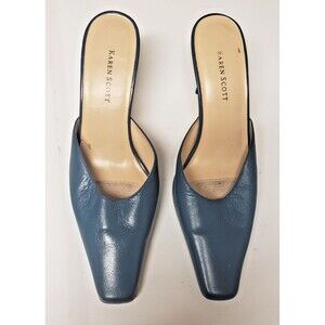 Vintage Karen Scott Women’ Lyric Mule Heels Teal Genuine Leather Size 9M Pre-O G